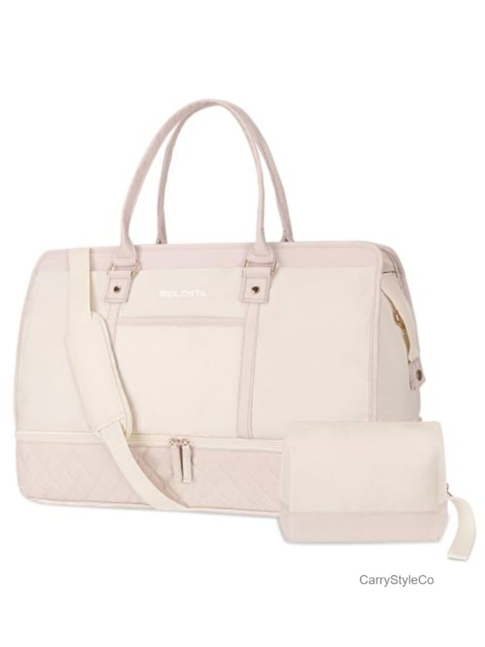 Women's Travel Duffle Weekender Bag with Shoe Compartment, Faux Leather Carry